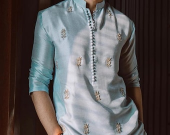 Men's Ethnic wear Kurta Pajama For all Occasions | Blue Buti Embroidery Kurta