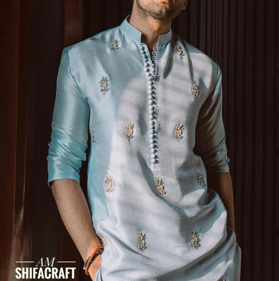 Men's Ethnic wear Kurta Pajama For all Occasions | Blue Buti Embroidery Kurta