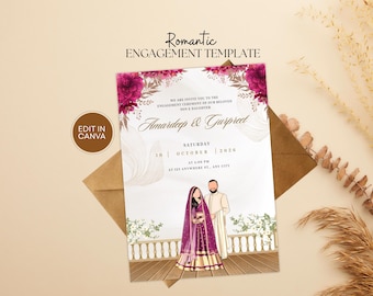 Custom Indian Engagement Invitation Template: Punjabi Roka, Sagai and Chunni Ceremony E-Invite (Digital Download)