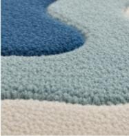 Hand Tufted Wool Area Rug, Modern Abstract Blue Ivory Wave Carpet ...