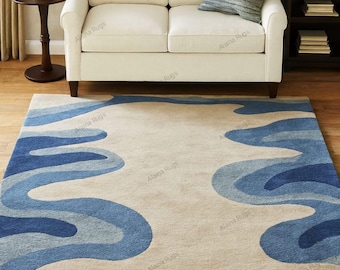 Wool Rug A Masterpiece of Fluid Design and Comfort. This luxurious hand-tufted rug