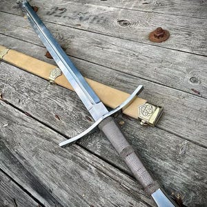 Handmade Carbon Steel Medieval Long Sword With Custom Made Scabbard, Father's Day Gift, Gift for him, Best Gift for Groomsmen