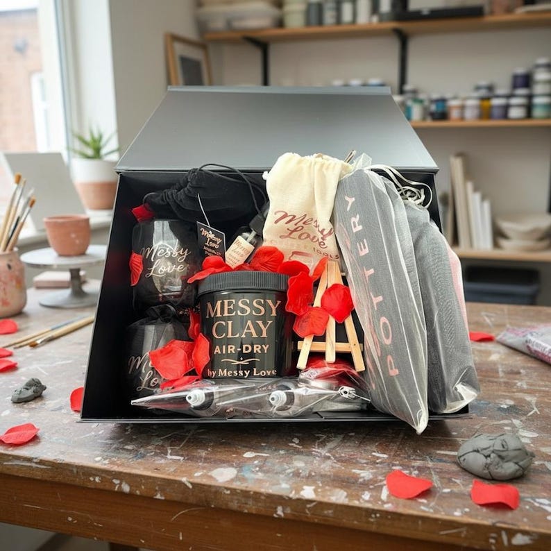 DIY Air Dry Clay Pottery Kit Couples Date Night Gift Box Anniversary ...