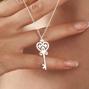 Key Necklace Gifts for Her, Key Jewelry Key Necklace, Silver Key Charm Necklace, Gold Key Pendant, Key to My Heart, Key Pendant Necklace