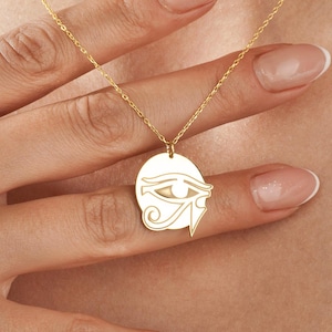 Gold Filled Eye of Ra Necklace: Ancient Egyptian Amulet