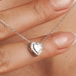 Small Diamond Heart Necklace, Diamond Heart Necklace, Mini Diamond Heart Necklace, Mothers Day, 14k Gold Diamond Heart, Love