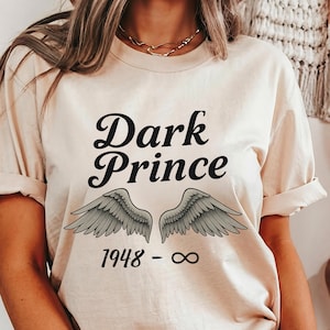 Dark Prince Memorial T-Shirt, Vintage Rock Legend Tee, Angel Wings Comfort Colors Shirt, Ozzy Osbourne Fan Gift, Gothic Music Top