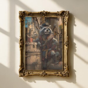 Raccoon Buccaneer | Pirate Animal Wall Art | Nautical Adventure Poster | Fun Kids Room Decor | Gift for Children Who Love Pirates
