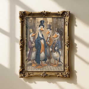 The Ganderly Gentlemen – High Society Honkers|Anthropomorphic Animal Art|Victorian Geese art|Portrait Poster|Wall Art|Animal Poster|Dapper