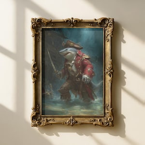Shark Swashbuckler | Pirate Animal Wall Art | Nautical Adventure Poster | Fun Kids Room Decor | Gift for Children Who Love Pirates