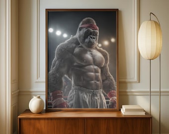 Gorilla Athlete Poster: Motivational Gym Wall Art for Boys Room