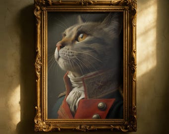 Napoleon Cat Art Print: Anthropomorphic Animal Portrait