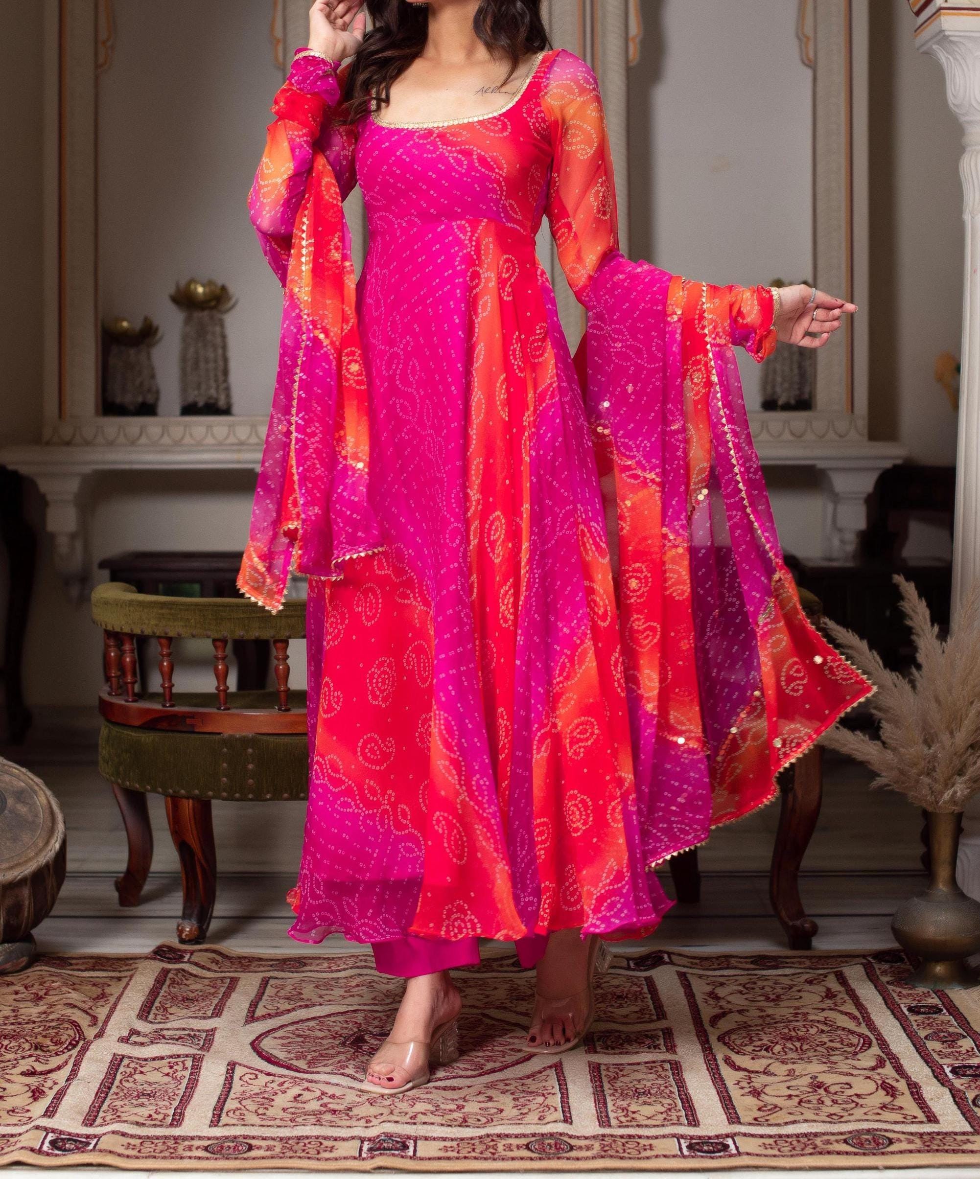 Bandhani Long Dress - Etsy Bandhani Long Dress - Etsy