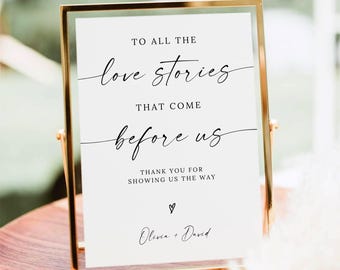 To All The Love Stories That Came Before Us Wedding Sign, Modern Minimalist, Wedding Love Sign, Minimalist Wedding, Canva Editable Template