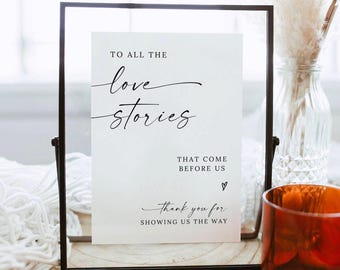 To All The Love Stories That Came Before Us Sign Template, Generations of Love Wedding Sign, Editable Memorial Sign, Canva Printable