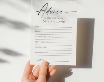 Biglietto minimalista con consigli per il matrimonio, Auguri per gli sposi, Giochi per novelli sposi, Biglietto stampabile con consigli per gli invitati al matrimonio, Modificabile con Canva