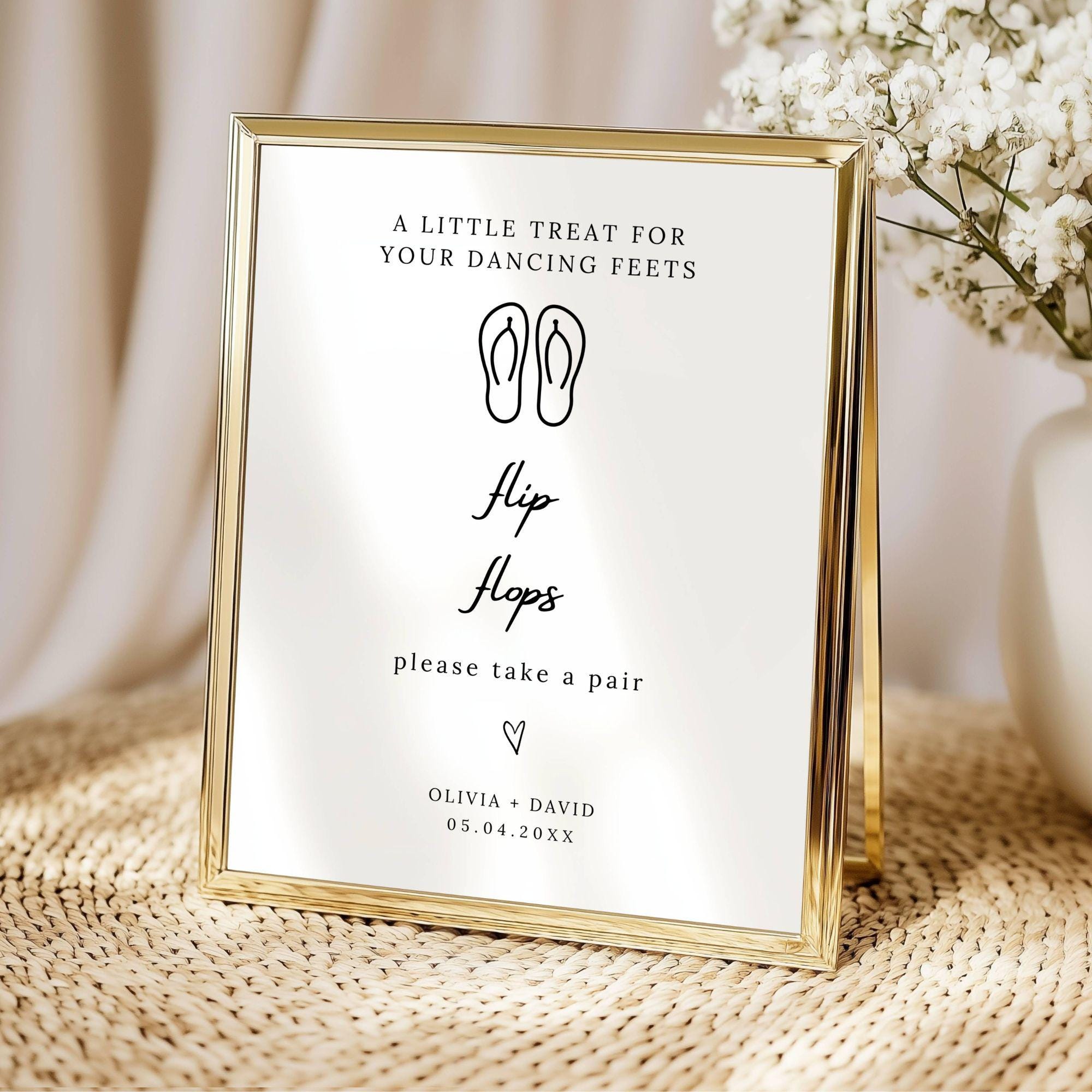 Wedding Flip Flops Sign, Dancing Feet Sign Template, Minimalist Wedding Flip Flops Sign, Dancing Feet Sign Template, Minimalist