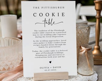 Pittsburgh Cookie Table Sign, Wedding Cookie Sign Template, Pittsburgh Tradition Minimalist Wedding Sign, Editable Canva Cookie Table sign