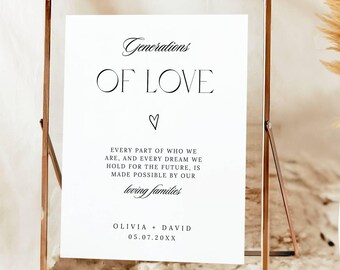 Generations Of Love Wedding Sign Template, All That We Hope To Be Table Sign, Minimalist Wedding Sign, To All Who Came Before Us, Canva
