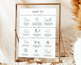 Instax Mini EVO Instructions Wedding Sign Printable, How to Load Film, Instax EVO Photo Guest Book Sign, Instax EVO Instructions, printable