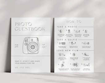 Instax Mini 12 Instructions Sign, Photo Guestbook Sign, Polaroid Wedding Guest book, Printable Wedding photo sign, table polaroid sign