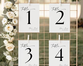Minimalist Wedding Table Numbers, Table Number Place Cards, Editable Printable Canva Template, Modern Wedding Place Cards, 5x7 4x6 A5 8x10