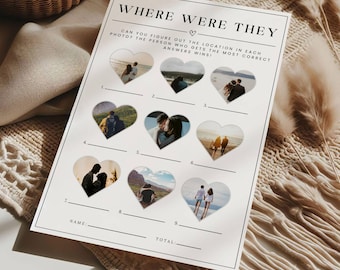Where Were They Bridal Shower Game, Minimalist Photo Guessing Card, Editable Couples Party Game, Printable Instant Download 5x7 8x10 8.5x11