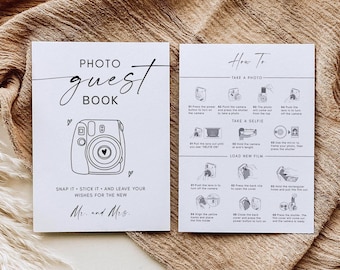 Instax Mini 11 Guest Book Sign, Wedding Polaroid Guestbook Sign, Instax Mini 11 Instructions, Instant Camera Guestbook, Canva Editable