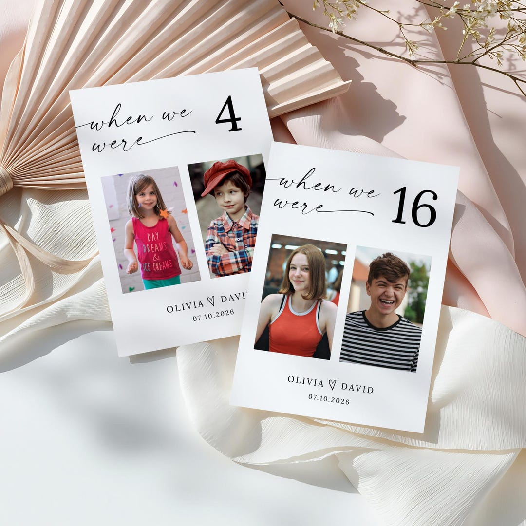 When We Were Wedding Table Number Template, Wedding Photo Table Numbers ...