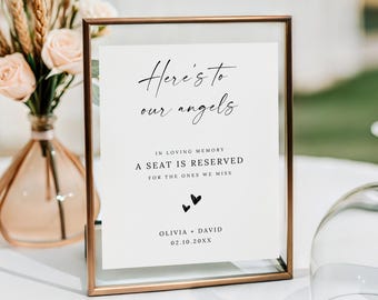 In Loving Memory Wedding Sign,  Loved Ones In Heaven, Minimalist Wedding Memorial Table Sign, Here’s To Our Angels, 5x7, 8x10, a4, 8.5x11