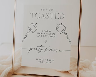 S'mores Wedding Sign Template, Smore Station Sign, Roast Marshmallow Sign, Minimalist Modern, Let's Get Toasted, Editable Canva 5x7 8x10 A4