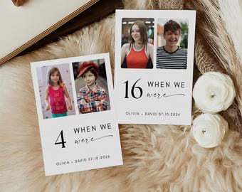 When We Were Wedding Table Number With photos, Wedding and Engagement Decor, Printable Table Numbers With Ages, Place Card, Canva Editable