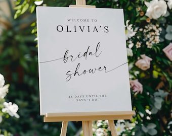 Bridal Shower Welcome Sign, Minimalist Bridal Shower Welcome Sign, Bridal Shower Welcome Sign Template, Printable Editable, Canva