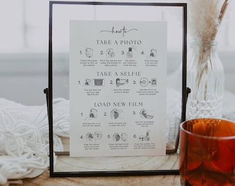 Instax Mini 11 Instructions Sign, Wedding Photo Guestbook Sign, Instax Camera Insturctions Sign, How To Take A Photo Load Film Sign, Canva