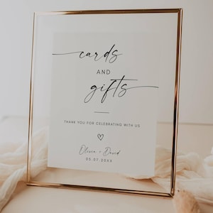 Cards and Gifts Wedding Sign, Editable Wedding Presents Sign, Simple Gift Table Sign, Boho Cards and Gifts Sign, A4 5x7 8x10, Canva Template
