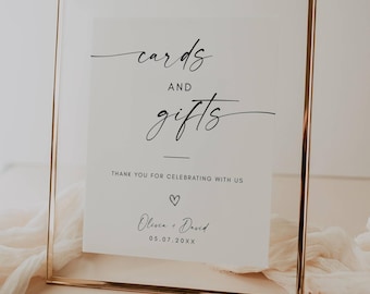 Cards and Gifts Wedding Sign, Editable Wedding Presents Sign, Simple Gift Table Sign, Boho Cards and Gifts Sign, A4 5x7 8x10, Canva Template