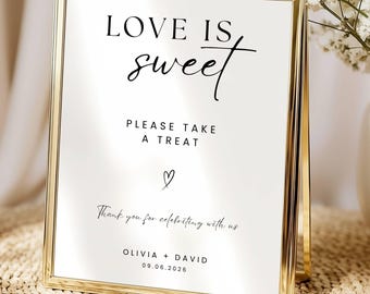 Love Is Sweet Take A Treat Sign, Minimal Wedding Sign, Printable Dessert Table Sign, Please Take a Favor Canva Editable Template A4 8x10 5x7