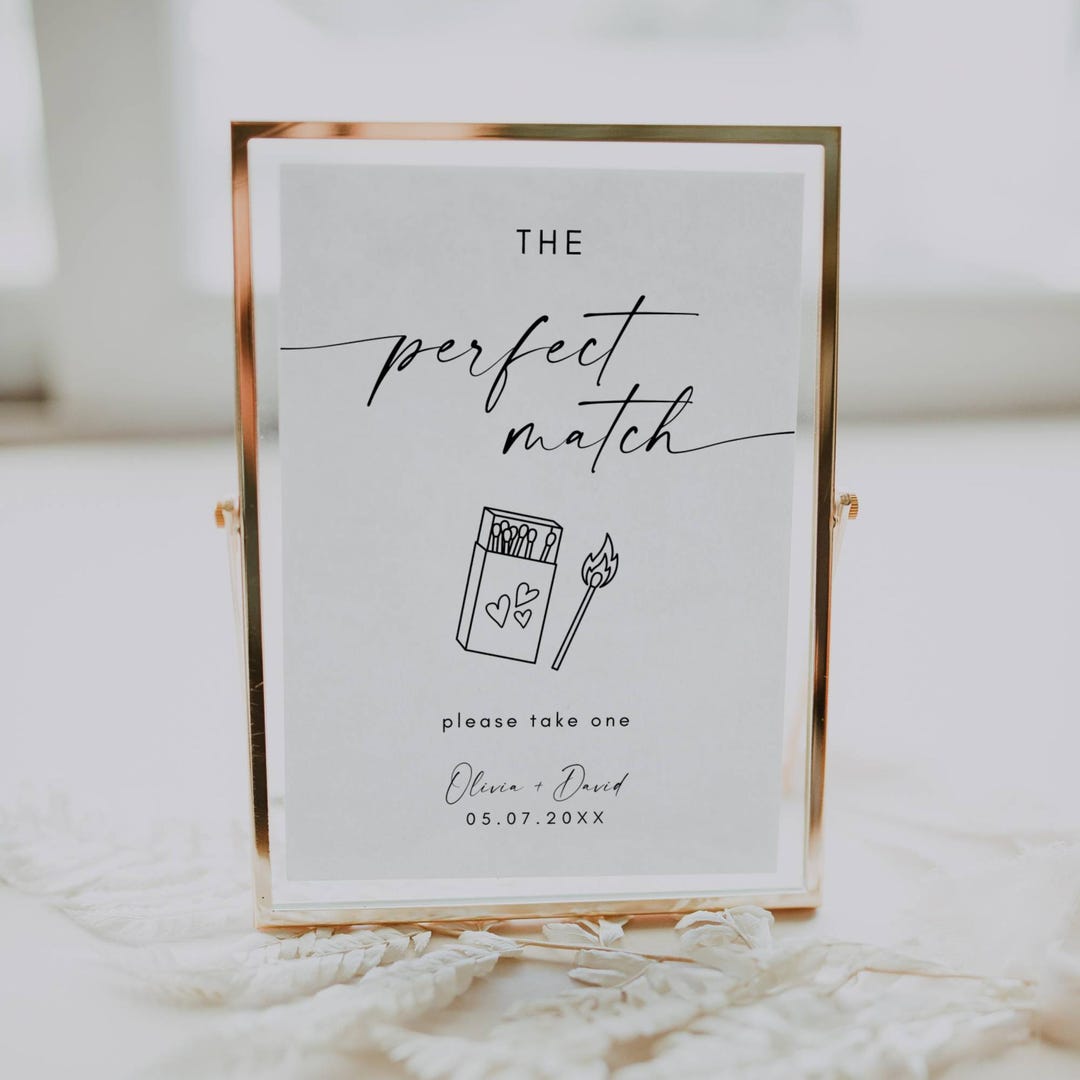 Minimalist Wedding Match Sign, Perfect Match Wedding Sign, Modern ...