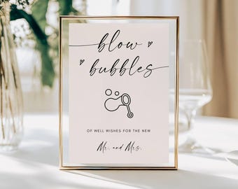 Wedding Bubble Send Off Sign, Newlywed Send Off Sign, Modern Minimalist Wedding Signs, Boho Wedding Signage, Elegant Wedding Decor