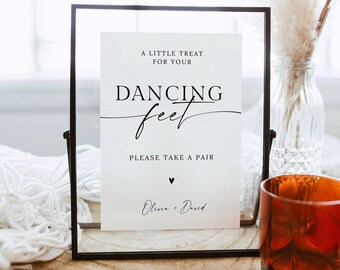 Minimalist Wedding Flats Sign Template, Modern Wedding Dancing Feet Sign, Printable Dance Floor Sign Dancing Shoes Sign, Canva Editable