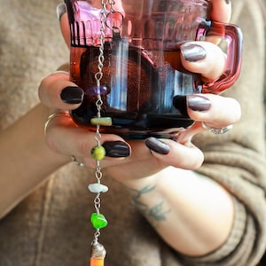 Crystal Tea Infuser | Stainless Steel Loose Leaf Diffuser with Charms | Energetic Ritual