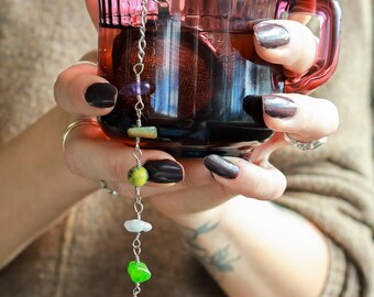 Crystal Tea Infuser | Stainless Steel Loose Leaf Diffuser with Charms | Energetic Ritual