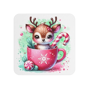 Cute Holiday Coasters 50 or 100 pcs Adorable Reindeer Design