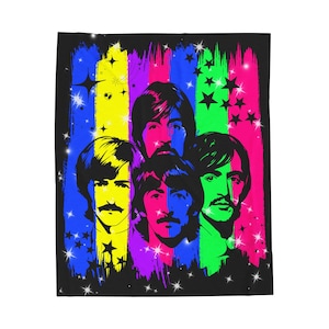 Vibrant Beatles-Inspired Velveteen Plush Blanket | Cozy Throw for Music Lovers, Home Decor, Gift for Concert Fans, Retro Decor, [...]