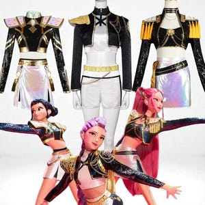 Rumi Zoey Mira Cosplay Black Stage Costume Wig Outfits KPop Demon Hunter Costume Roleplay Women Clothing Suits Halloween Carnival