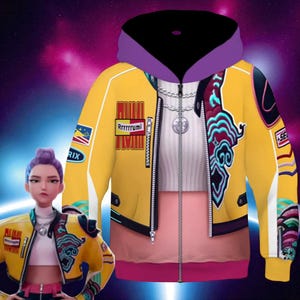 Dla dzieci Rumi Jacket Demon Hunter z KPop Cosplay Costume Dziecięce Dziewczynki Bluzy z kapturem Przebranie Roleplay Fantasia Odzież Halloween