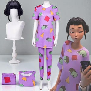 KPop Demon Hunters Zoey Cosplay Costume Zoey's Pajama Pants Set KPop Demon Hunterrx Kolorowy wzór żółwia Damskie sportowe piżamy