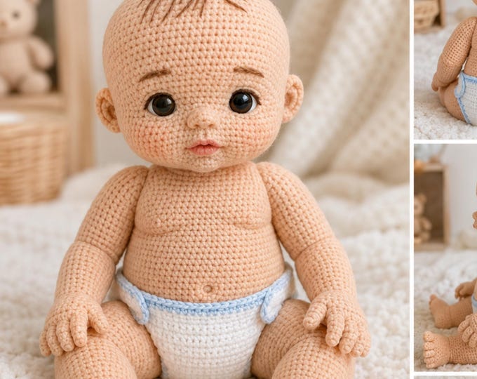Realistic Baby Doll Crochet Pattern PDF, Amigurumi Newborn Doll Tutorial, Lifelike Crochet Baby Pattern, Instant Download, Beginner Friendly