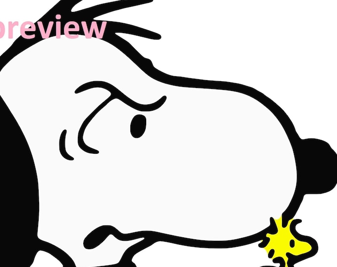 Cute Cartoon Beagle Dog with Small Bird – Black Outline SVG PNG Clipart