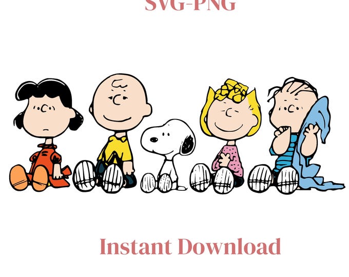 Cute Cartoon Friends Svg Bundle | Retro Kids & Puppy Clipart | Png Cricut Silhouette Digital Download